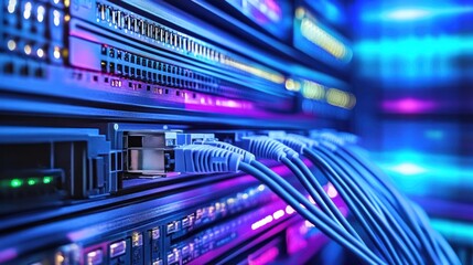 Fototapeta premium A corporate office network setup with networking equipment strategically placed for optimal performance and security.