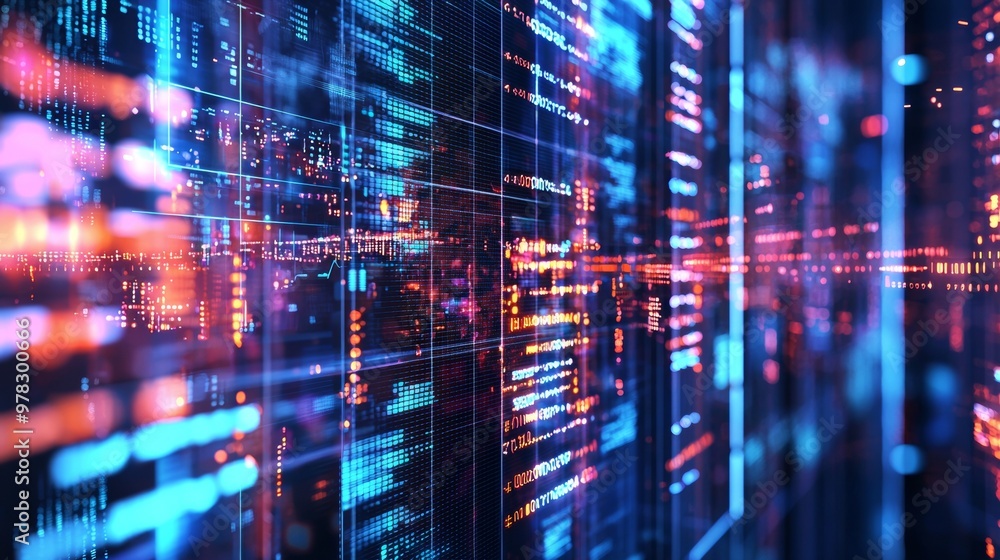 Aufkleber abstract glowing data stream in digital environment