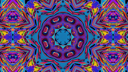 Abstract colorful psychedelic kaleidoscope background pattern for New Year music festival