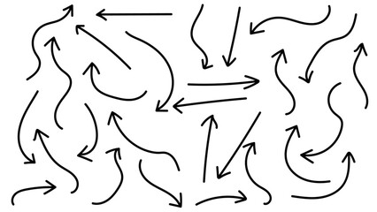 Arrow vector hand drawn sketch icon set. Doodle sketch hand drawn black direction element set. Pencil doodle line graphic design elements. up down, Left, right, growth direction. Vector illustration