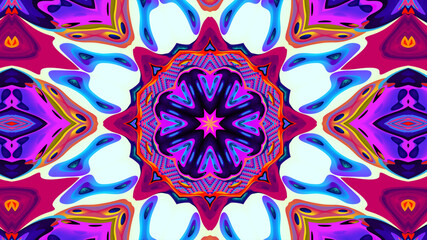 Abstract colorful psychedelic kaleidoscope background pattern for New Year music festival