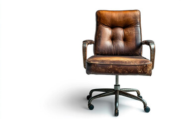 an office chair with leather, armrests and metal legs on the base 