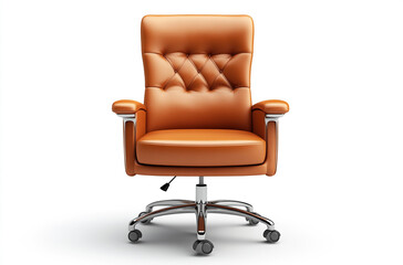 Fototapeta premium an office chair with leather, armrests and metal legs on the base 