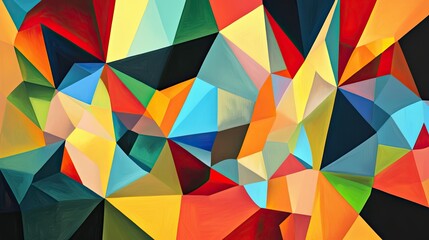 Fototapeta premium Vibrant Abstract Geometric Pattern with Multicolored Shapes and Bold Lines in Modern Art Style