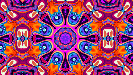 Abstract colorful psychedelic kaleidoscope background pattern for New Year music festival