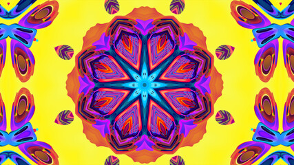Abstract colorful psychedelic kaleidoscope background pattern for New Year music festival