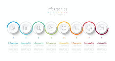 Infographic 8 options design elements for your business data. Vector Illustration.