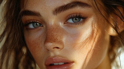 Dynamic Model Applying Foundation with Bright Airy Lighting and Warm Natural Tone