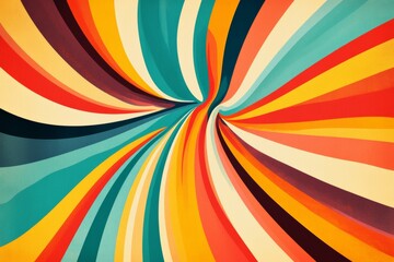 Abstract background with colorful rays and stripes in a retro style