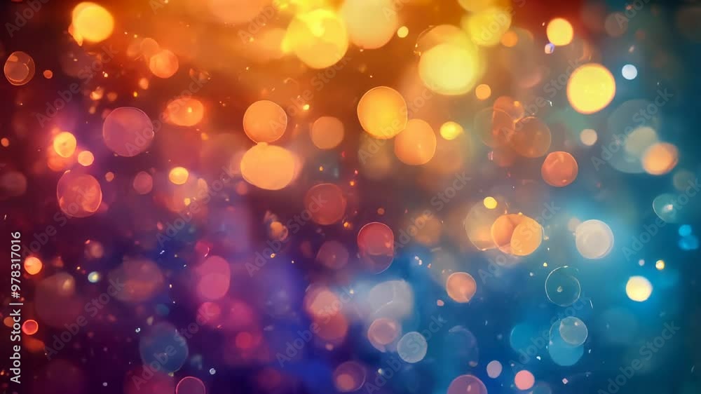 Poster a vibrant abstract background featuring colorful bokeh light circles, creating a festive and dreamy 