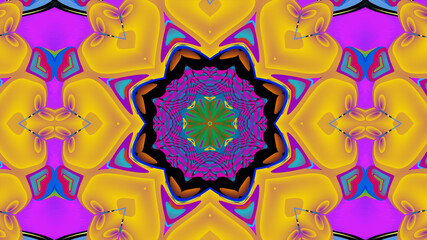 Abstract colorful psychedelic kaleidoscope background pattern for New Year music festival