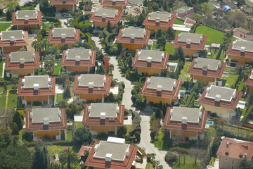 An Aerial View of a Vibrant Residential Community Showcasing Stylish Modern Houses