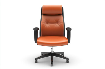 Naklejka premium dark orange and black color combination high back leather office chair with armrests