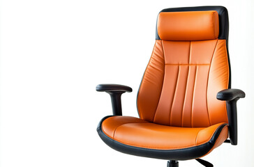 Naklejka premium dark orange and black color combination high back leather office chair with armrests