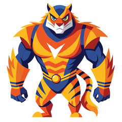 tiger superhero, Mighty Tiger The Guardian of the Jungle, isolated on dynamic and vibrant vector illsutration