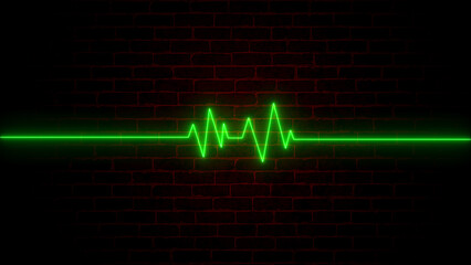 Dynamic Neon Cardiogram: Vibrant Green & Blue Waveforms in Digital Health Display, Glowing Energy Patterns for Fast Frequency Monitoring, Abstract Concept for Modern Cardiology and Emergency Care