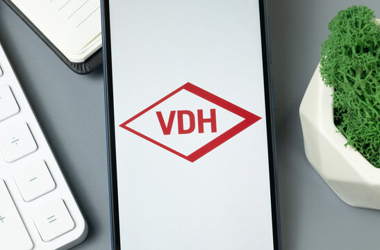 New York, USA - 30 August 2024: VDH Logo on Phone Screen, Company Icon on Display