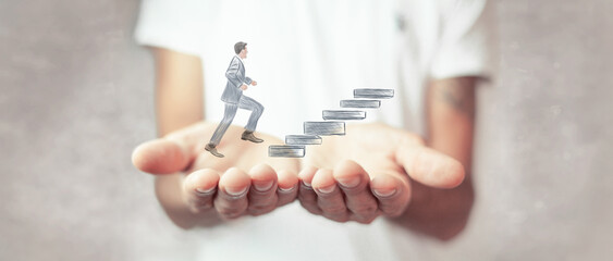 businessman running from the stairs