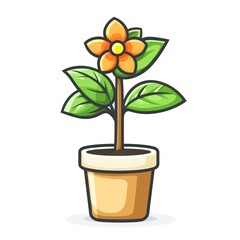 Cute Cartoon Illustration of a Flower in a Pot