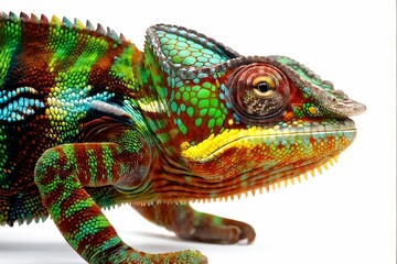 Fototapeta premium Close-up of a Panther Chameleon with Vibrant Colors and Scales