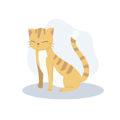 Cute Happy Cat Sitting Neatly with a Cheerful Smile