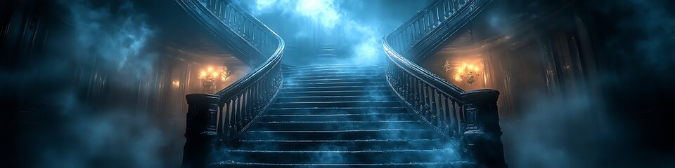 Fototapeta premium photorealistic haunted house with a spooky staircase 