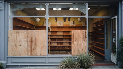 Economic Descent: Abandoned Retail Silhouette