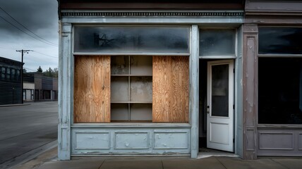 Economic Descent: Abandoned Retail Silhouette