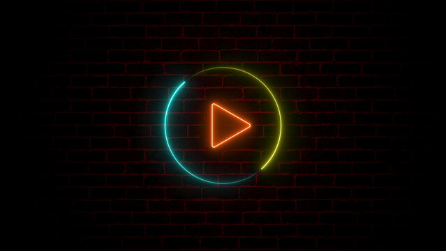 Neon pause button icon on black background.Vibrant Multimedia Icons: Modern Playback Symbols for Audio and Video Interfaces in a Creative, Contemporary Style