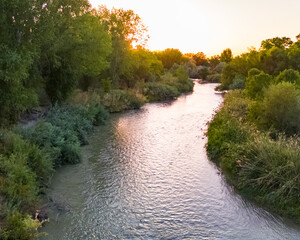Fototapeta premium Summer Sunset along Jordan River, Murray Utah