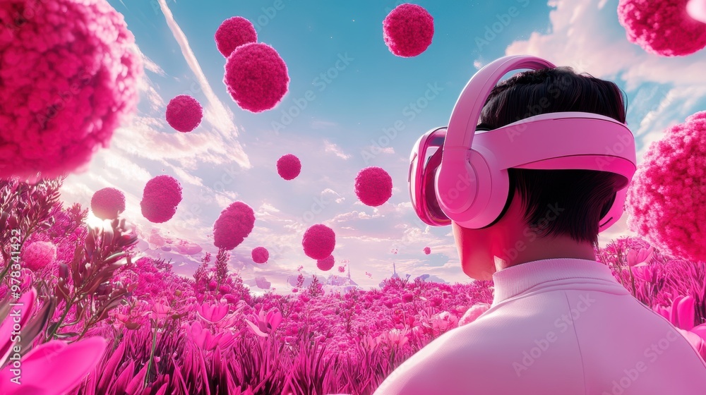 Poster a visual of a vr game environment, with avatars interacting in a virtual world.