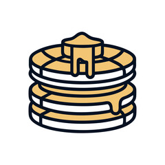 Stacked pancakes with dripping syrup and a small pat of butter on top. Vector illustration 