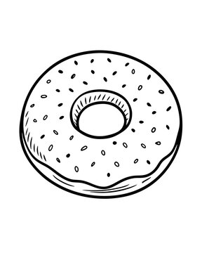 recommend clip art: line art of a classic bagel vector illustration 