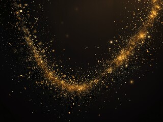 Scattered golden particles against a dark backdrop.
