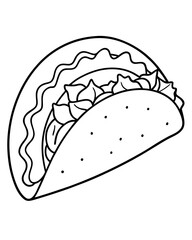 Taco line art vector illustration 