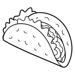 Taco line art vector illustration 