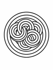 Onion rings on a plate line art vector illustration 