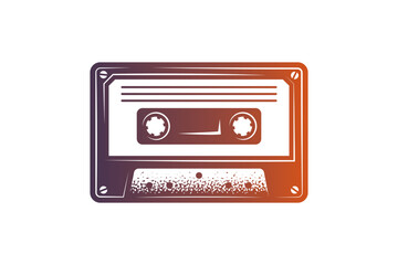 Audio cassette. Original vector illustration in vintage style. T-shirt design.