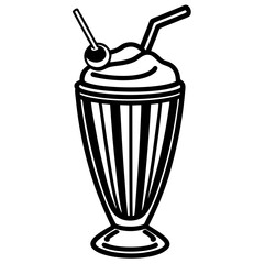 Milkshake line art vector illustration 