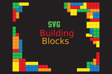  Colorful Stackable Building Blocks Bricks Frame SVG Vector