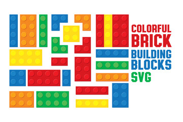 Colorful Stackable Building Blocks Bricks Frame SVG Vector