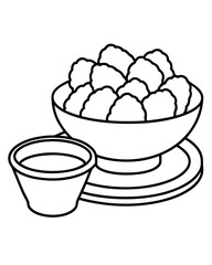 Line art of chicken nuggets. Vector illustration 
