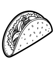 Taco line art vector illustration 