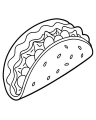 Taco line art vector illustration 