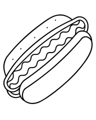 Hot dog line art vector illustration
