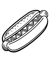 Hot dog line art vector illustration
