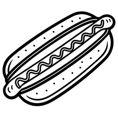 Hot dog line art vector illustration
