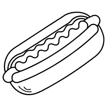 recommend clip art: Hot dog line art vector illustration
                    