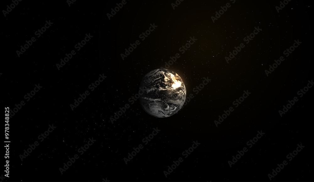 Poster surface of earth planet in deep space. star and galaxy planet in outer space. view from orbit. eleme
