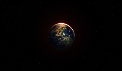 Sphere of nightly earth, star and galaxy planet in outer space. city lights on planet. concept on the theme of ecology, environment, earth day. Elements of this image furnished by NASA.